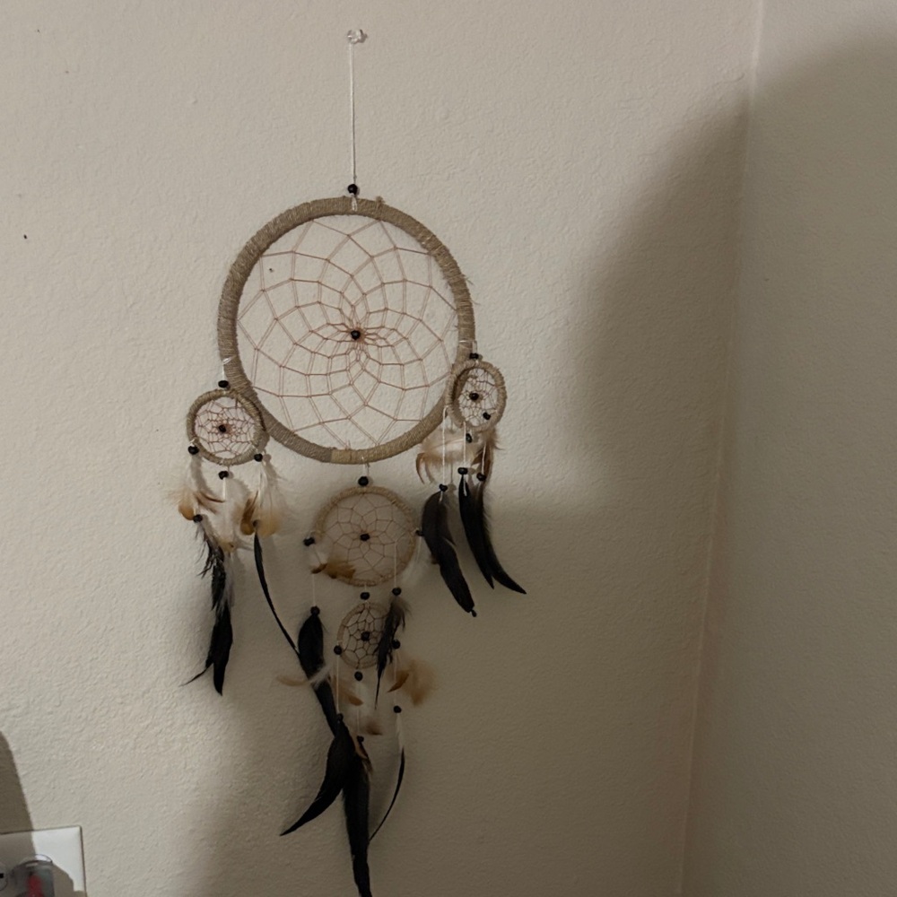 Neutral Beige and Black Dreamcatcher Wall Decor
